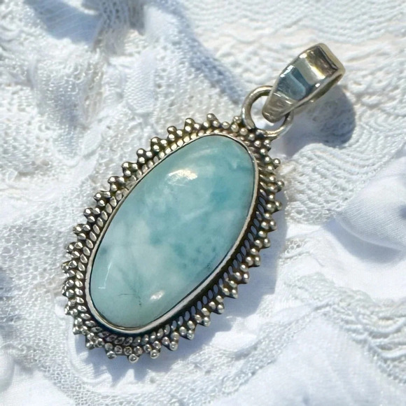 Authentic Larimar Sterling Silver Pendant - Picture 1 of 8